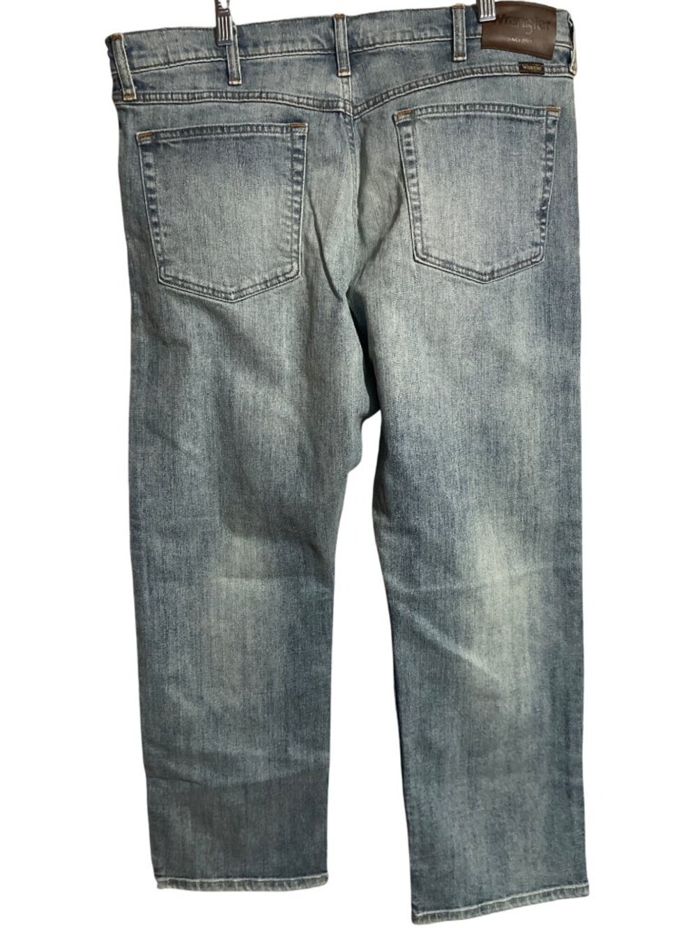 Wrangler Mens Regular Fit Straight Jeans Light Blue Faded Stretch Flex Denim 36